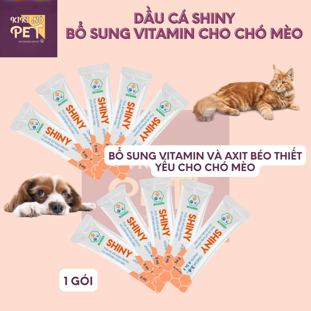 [1 Gói] Dầu Cá Shiny Bổ Sung Omega 3&amp;6, Vitamin và Acid Béo Thiết Yếu Cho Chó Mèo - KIKINO