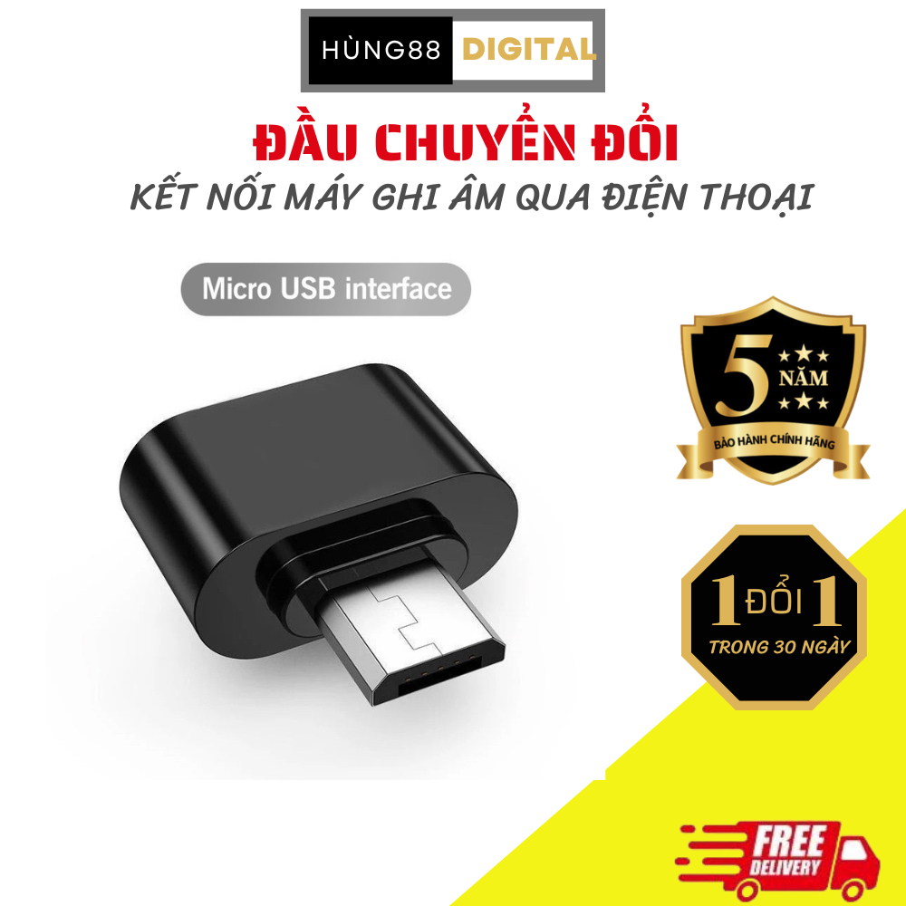 Đầu chuyển đổi Micro OTP usb và type c  dùng để kết nối máy ghi âm qua điện thoại. BH 5 năm