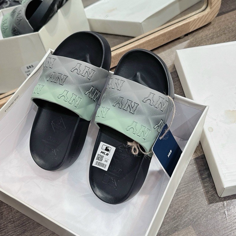 Dép đúc MLB NY Loang nữ chính hãng freeship Unisex - Dép Slide đúc nguyên khối HOT