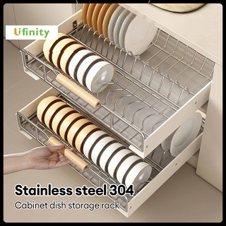 Lifinity kệ để đồ tủ bếp inox, kệ đựng đồ đa năng, kệ đựng gia vị, có ray dẫn hướng và keo dán