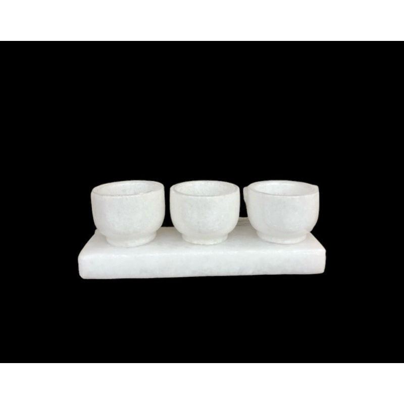 Bộ 3 ly nước thờ cúng đá trắng tự nhiên