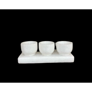Bộ 3 ly nước thờ cúng đá trắng