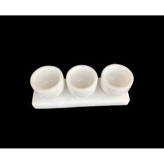 Bộ 3 ly nước thờ cúng đá trắng tự nhiên