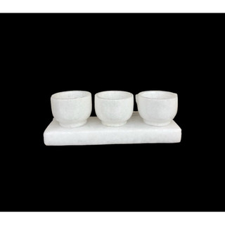 Bộ 3 ly nước thờ cúng đá trắng tự nhiên