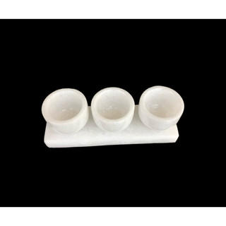 Bộ 3 ly nước thờ cúng đá trắng tự nhiên