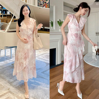 Váy voan cổ V Hồng kem - ALISA