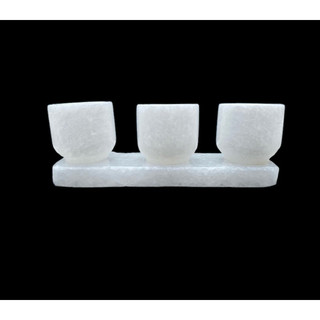 Bộ 3 ly nước thờ cúng đá trắng tự nhiên