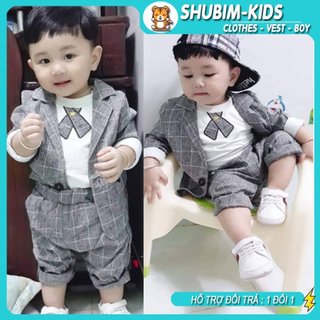 [SẴN HÀNG] Set vest KẺ KARO bảnh bao cho bé trai 6-16kg