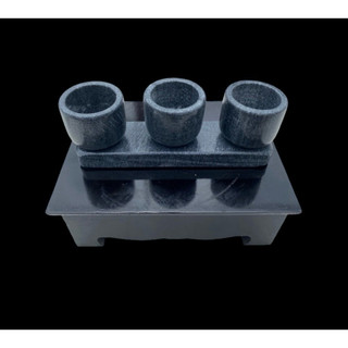 Bộ 3 ly nước thờ cúng đá vân đen tự nhiên