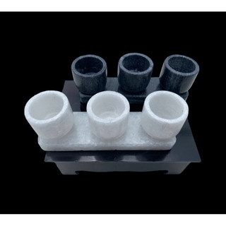 Bộ 3 ly nước thờ cúng đá vân đen tự nhiên