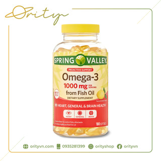 Viên uống dầu cá hương chanh Spring Valley Omega-3 from Fish Oil 1000mg - 180 viên