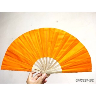 Quạt vải lụa cao cấp màu Cam