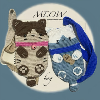 Túi mèo có dây đeo bằng len handmade