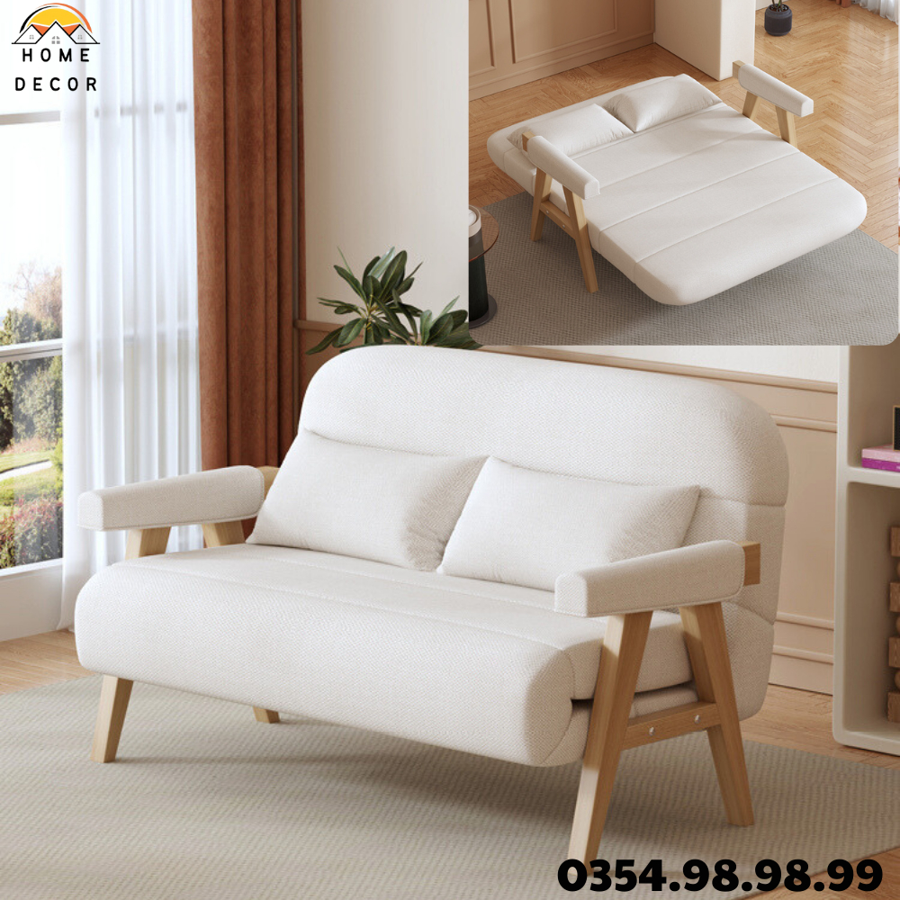 Sofa giường Gấp 2 trong 1 Chịu Tải 600kg khung thép chắc chắn,Ghế Sofa giường gấp gọn cao cấp chân gỗ hiện đại