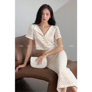   C'MEE  Set Áo croptop ren và Chân váy dáng bút chì Halley Set 
