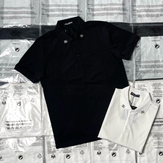 Áo polo nam cổ bẻ cotton gai cá sấu thân trơn cổ tag logo DG bạc hai bên đơn giản basic PL123P