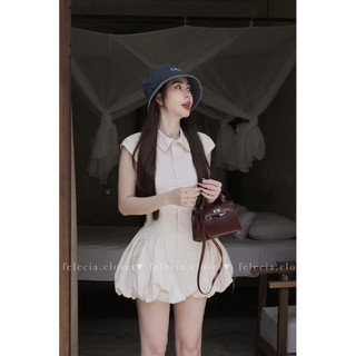 Váy thô cổ sơ mi dáng bí