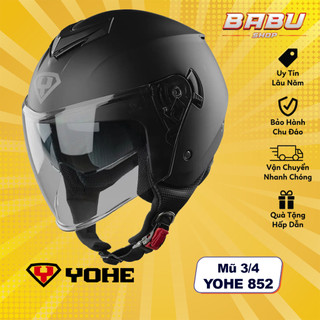 Mũ 3/4 2 kính yohe 852 chuẩn an toàn châu âu ece 22.05