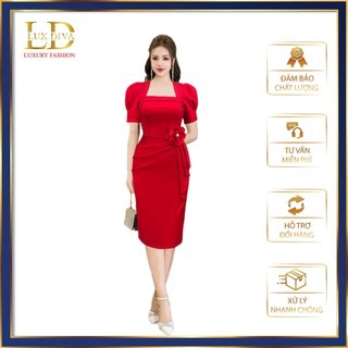 Váy Nữ Trung Niên Đi Tiệc Sang Trọng Thiết Kế Cao Cấp LUX DIVA Váy Cho Mẹ Pha Lê Ngực Bông Eo SDV068