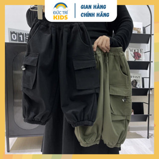 Quần kaki dài túi hộp cho bé trai 2-8 tuổi (9-24kg), quần dài bé trai màu đen, màu rêu siêu chất | ĐỨC TRÍ KIDS