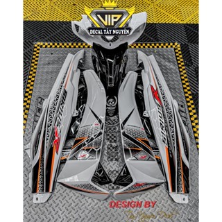  Dàn áo xe Sirius 50 110cc màu Trắng Phối Yếm trong Đen Nhựa ABS cao cấp Tặng Tem PVC 3 lớp 