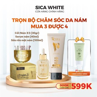 Combo nám sica white, kem cốt nám 30g, serum cốt sâm 40ml, srm nám 100ml - sica white