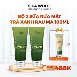 Combo 2 sữa rửa mặt trà xanh rau má sica white 100ml - sica white