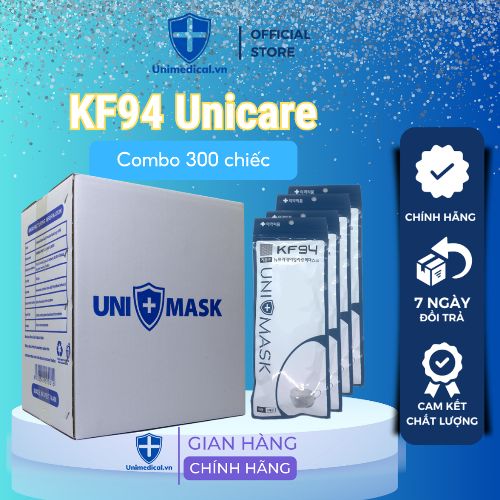 Thùng 300C Khẩu trang 4 Lớp KF94 UniMask ,Khẩu trang Kf94, Khẩu trang Chống Tia UV Unimedical