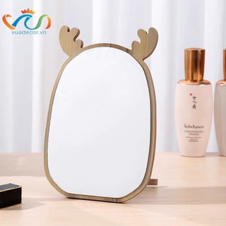 ( GƯƠNG THẬT) Gương Trang Điểm Để Bàn VUADECOR Phong Cách Hàn QUốc Khung Gỗ nhiều mẫu đáng yêu - Mini Mirror