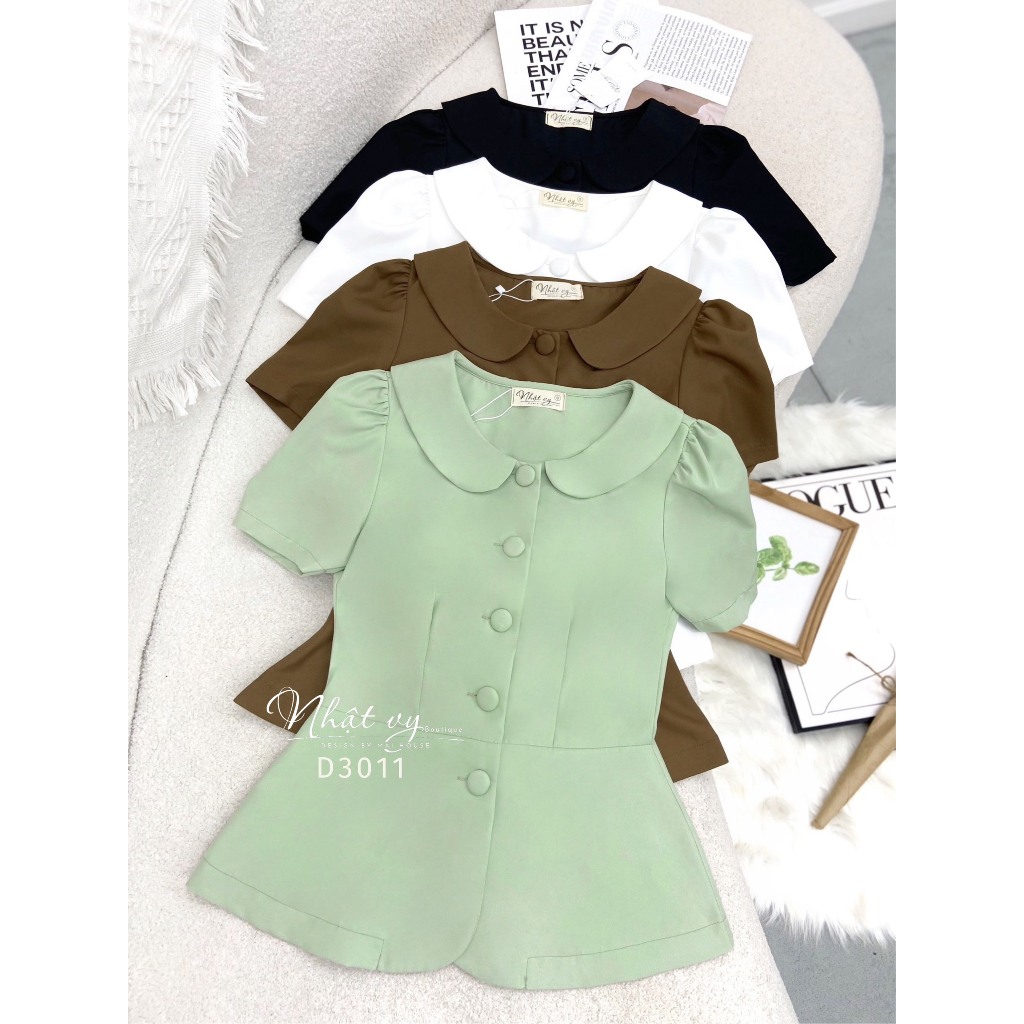 Áo peplum công sở bigsize Maihouse cổ sen tay phồng chất liệu lụa phù hợp đi làm dự tiệc dạo phố - D3011