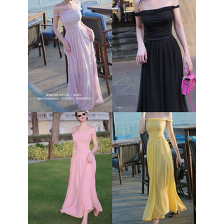 Đầm maxi trễ vai xoắn ngực