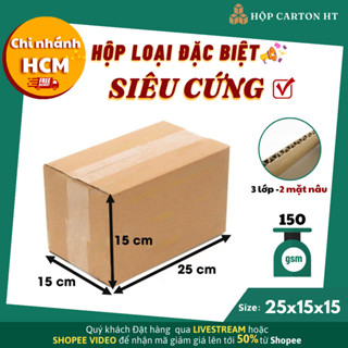 Combo 100 hộp carton đóng hàng 25x15x15 size lớn đựng giày dép, phụ kiện giá rẻ - Hộp Carton HT