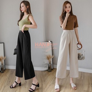 Mall_Quần đũi ống rộng nữ _ống suông cúc khoá dáng lỡ chất đũi nhật mát mẻ