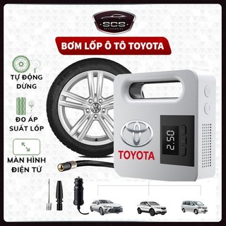 Bơm lốp xe ô tô,Xe Hơi,Bơm Toyota (Trắng) Tự Ngắt Cao Cấp - Hàng sản xuất chính hãng - Lỗi Đổi Mới Bảo Hành 12 Tháng