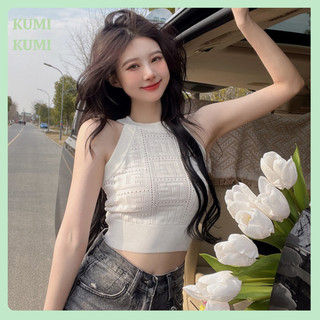 Áo ba lỗ cổ yếm dệt kim thời trang nữ