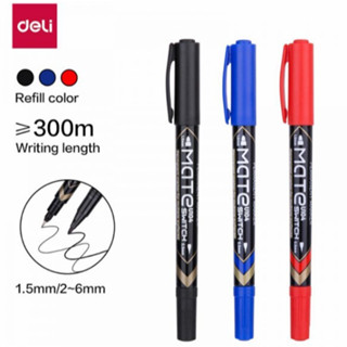 Bút lông dầu dạ kính hai đầu xanh/ đỏ/ đen Deli - U10430/ U10420/ U10440