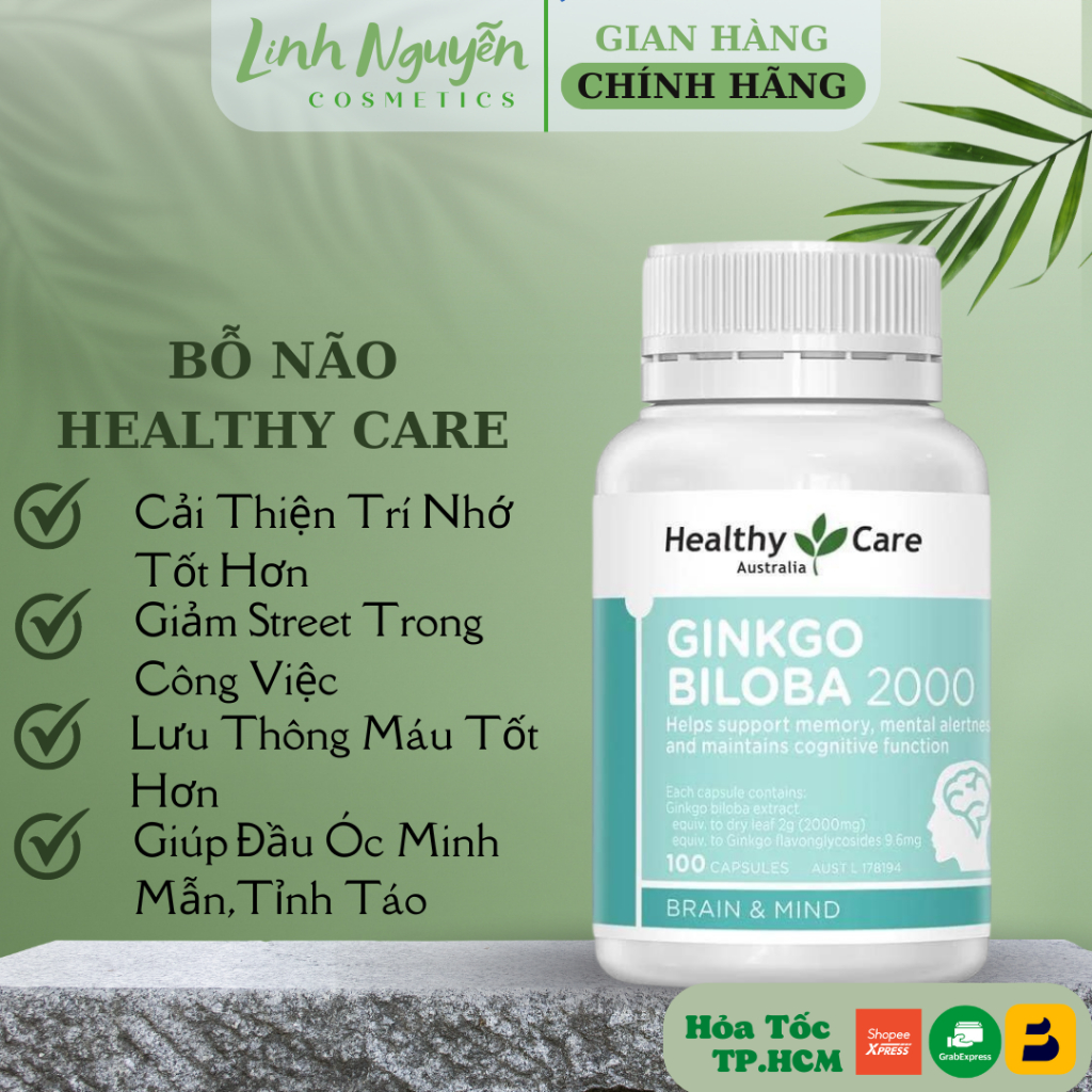 Viên Uống Bổ Não Healthy Care Ginkgo Biloba Úc date xa 100 viên mẫu mới