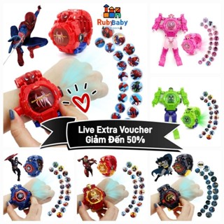 Đồng hồ siêu nhân biến hình siêu anh hùng Avengers Người Nhện Spider Man Iron Man đeo tay cho bé đồ chơi trẻ em