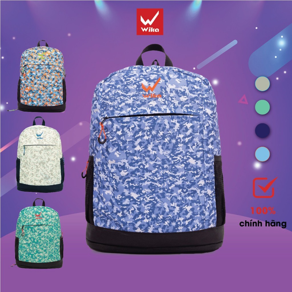 BALO WIKA COMO,Chất liệu vải Polyester cao cấp 2 lớp,Đệm lưng 3 lớp êm ái, thoáng khí,phù hợp cho mọi lứa tuổi