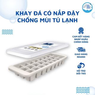 Khay Đá Có Nắp Khuôn Chữ Nhật Dài Nhựa Nguyên Sinh Cao Cấp Có Nắp Chống Báo Mùi Tủ Lạnh MClean.Official