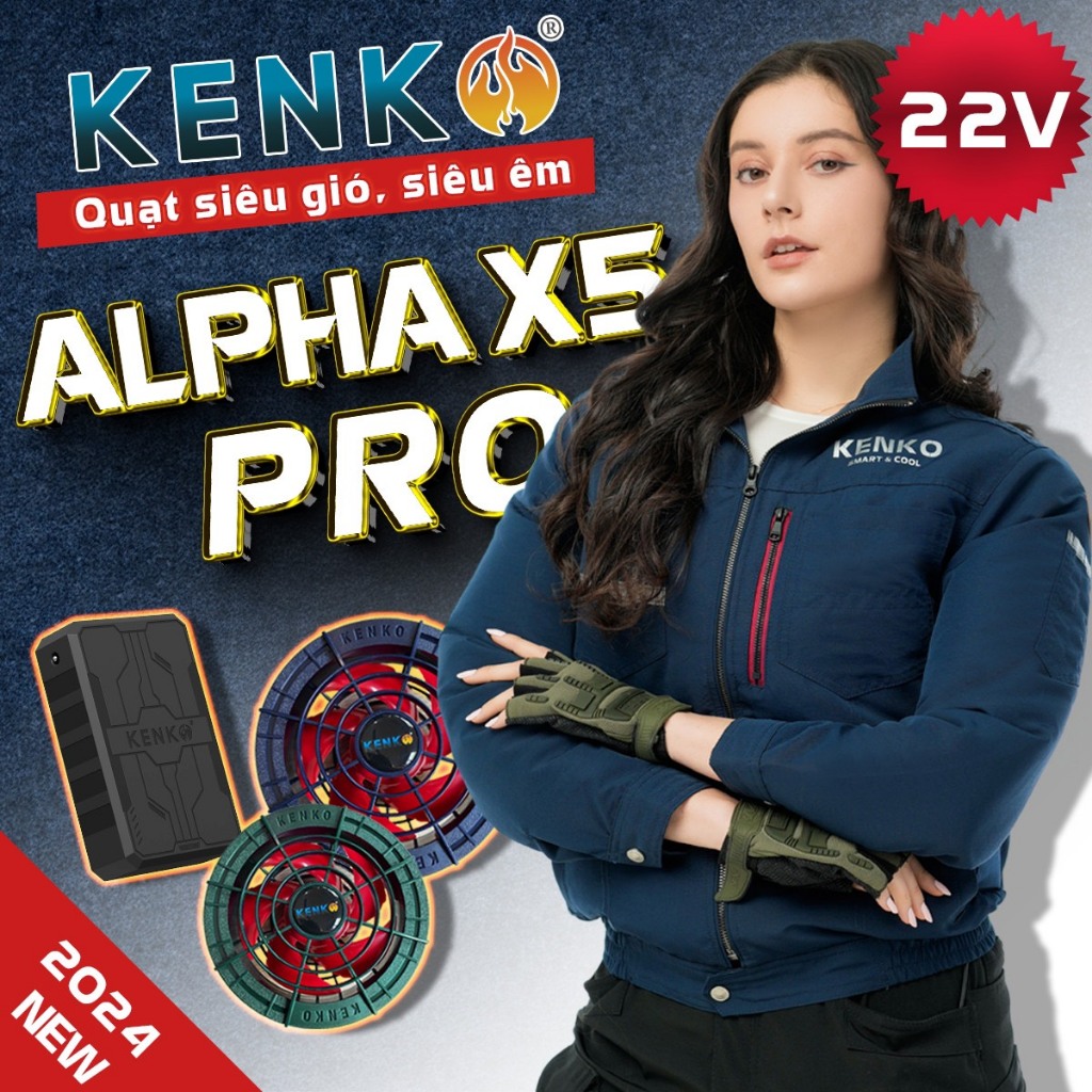 [chính hãng] Áo điều hòa KENKO nhật bản mẫu mới nhất 2024, áo quạt gió ALPHA X5 pro quạt 22V pin 240