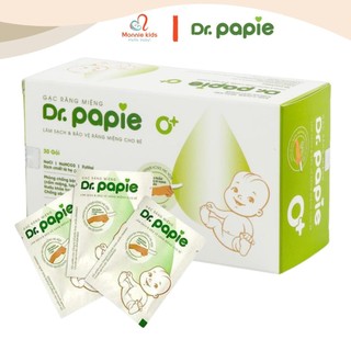 Gạc rơ lưỡi Dr PAPIE cho bé 30c, tưa lưỡi vệ sinh răng miệng trẻ em an toàn - Monnie Kids