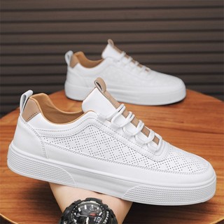 Giày thể thao nam trắng phối nâu LAKINTA giày sneaker hàn quốc GY20