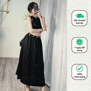 Set đồ thiết kế đính khuy trẻ trung năng động set áo sát nách kèm chân váy dài Minaca Clothing S78