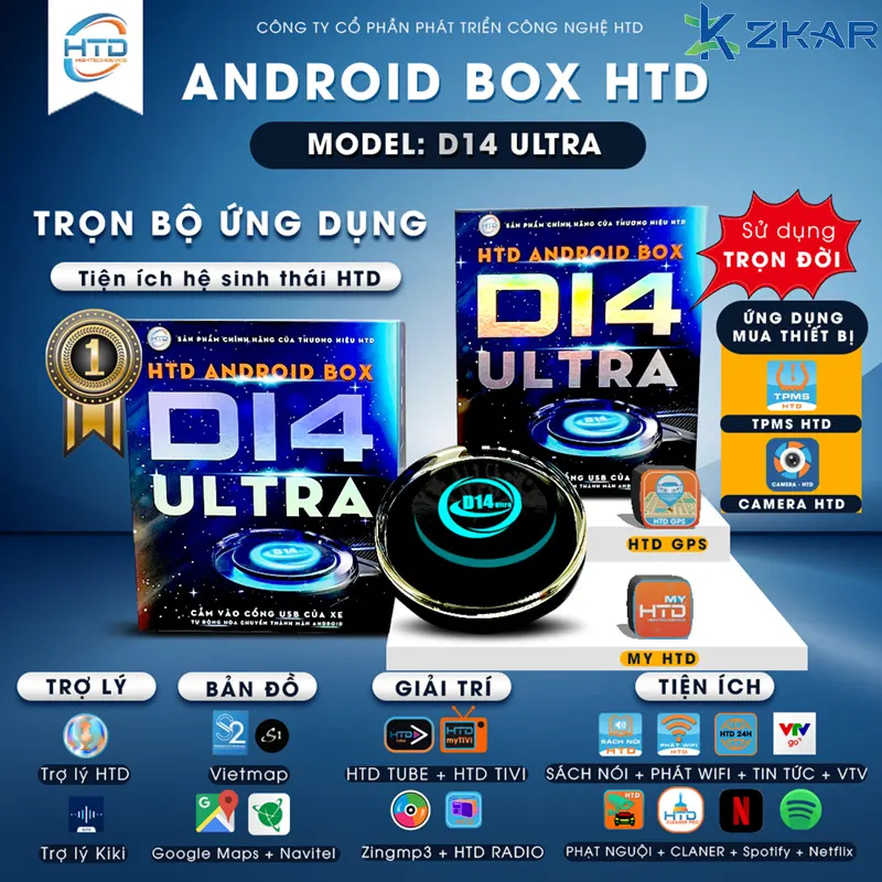 Android Box Ô Tô HTD D14 Ultra