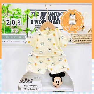 Đồ bộ cộc tay nhiều họa tiết cho bé mặc nhà Mimi Baby shop, đồ bộ thun lạnh cho bé từ 6-16kg, MIMI02