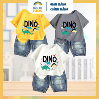  Set quần áo khủng long DINO dành cho bé trai 2-8 tuổi  9-24kg  áo thun cộc tay kèm quần jean siêu chất | ĐỨC TRÍ KIDS 