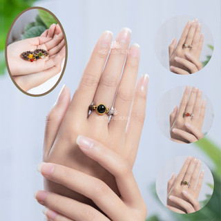 Nhẫn Trầm Hương Mix Đá Mã - Mộc Hương Rừng