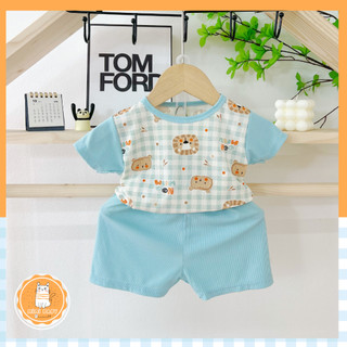 Đồ bộ cộc tay phối nhiều họa tiết cho bé trai và bé gái cho bé mặc ngày hè thoáng mát MIMI09