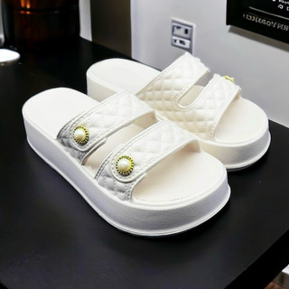 Dép nữ đế cao 5cm - dép quai ngang nữ độn đế đúc nguyên khối đi nước đi mưa thoải mái Form Bé D7775